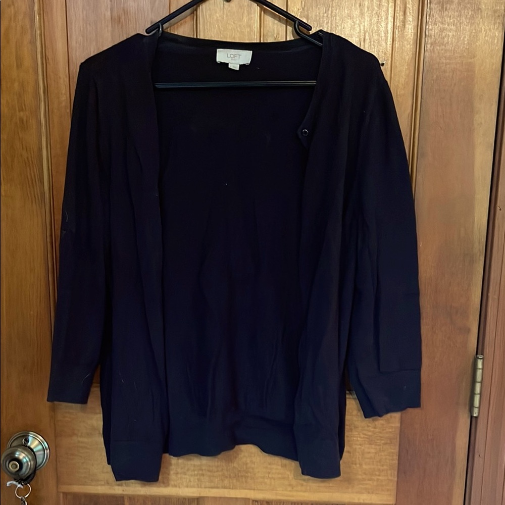 LOFT Black Cardigan Sweater Soft Knit
